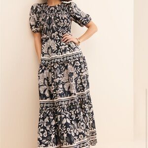 Elegant Black and White Floral Dress FARM RIO